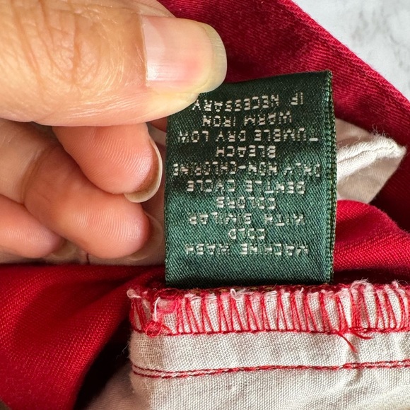 Lauren Ralph Lauren‎ Red Long Shorts Gold Button 100% Cotton Size 8 - Picture 5 of 7